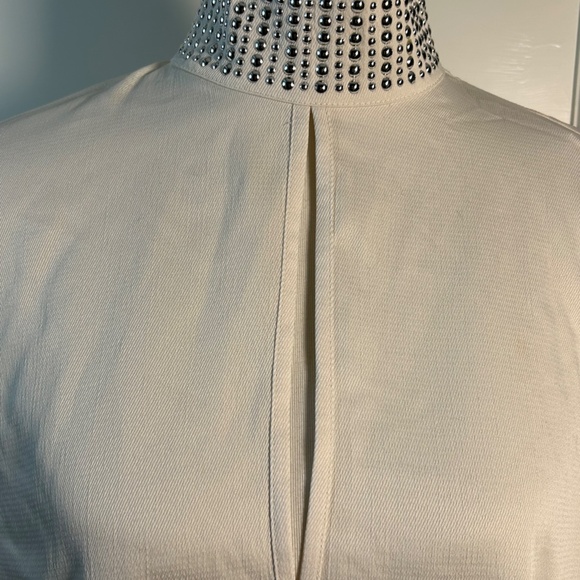 NWT H&M | Crepe Blouse w/silver studs | Women's small | Off white | Long Sleeve - Picture 2 of 9
